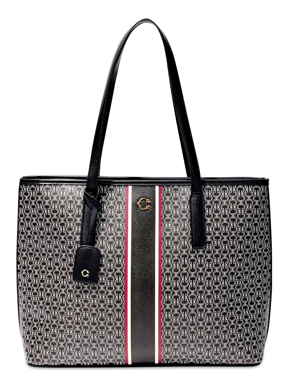 C. Wonder Angelina Black and Red-Trim Monogram Large Tote